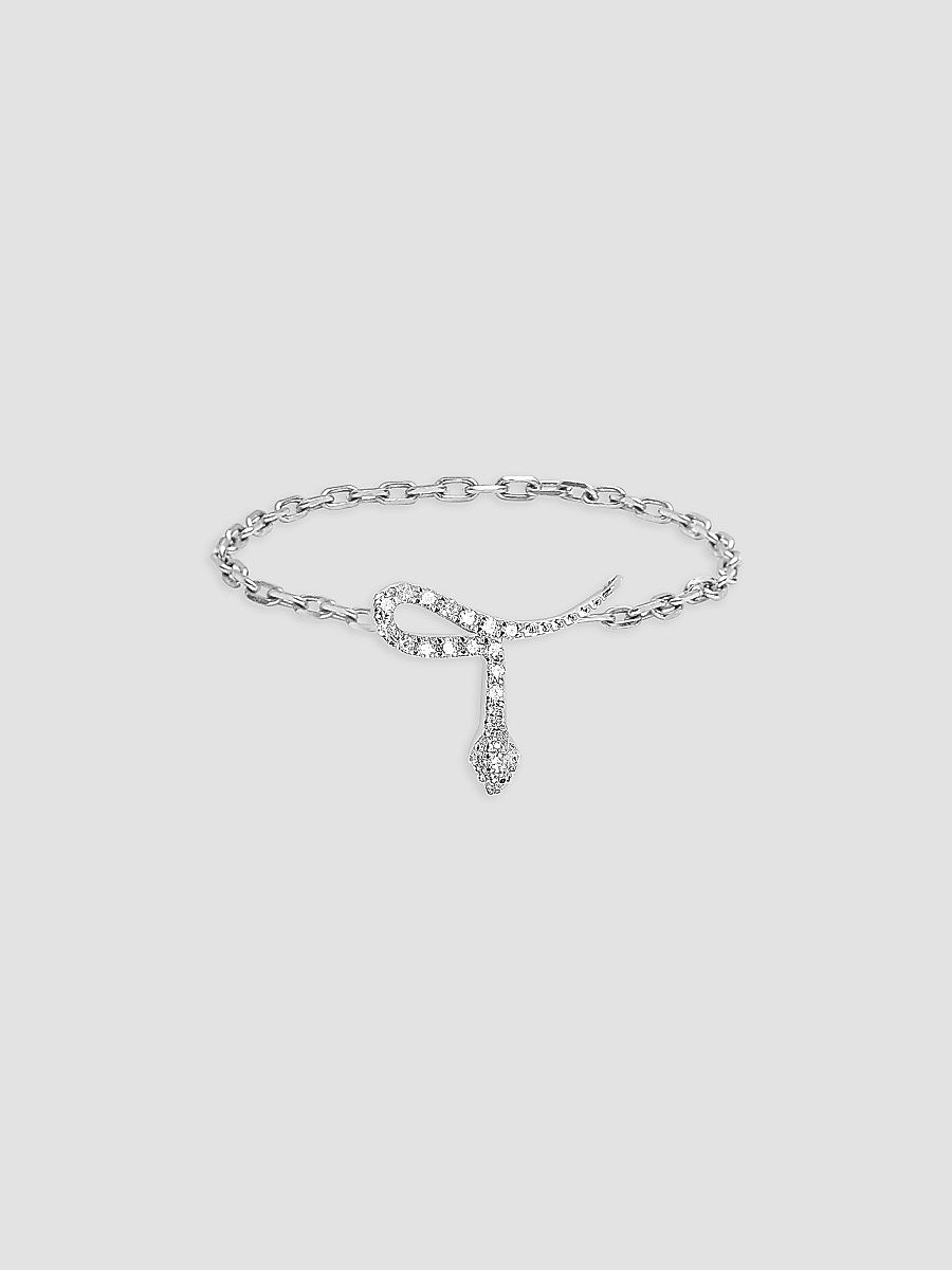 Djula Women's Magic Touch 18K Gold & 0.05 TCW Diamond Snake Chain Ring - White Gold - Size 6