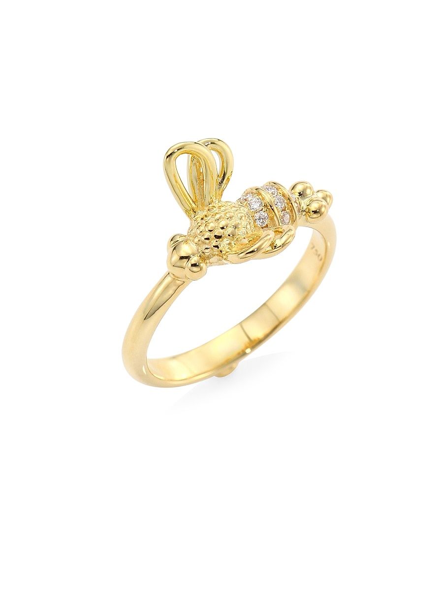 Women's Florence86 Garden of Earthly Delights Diamond & 18K Yellow Gold Bee Ring - Yellow Gold - Size 6.5
