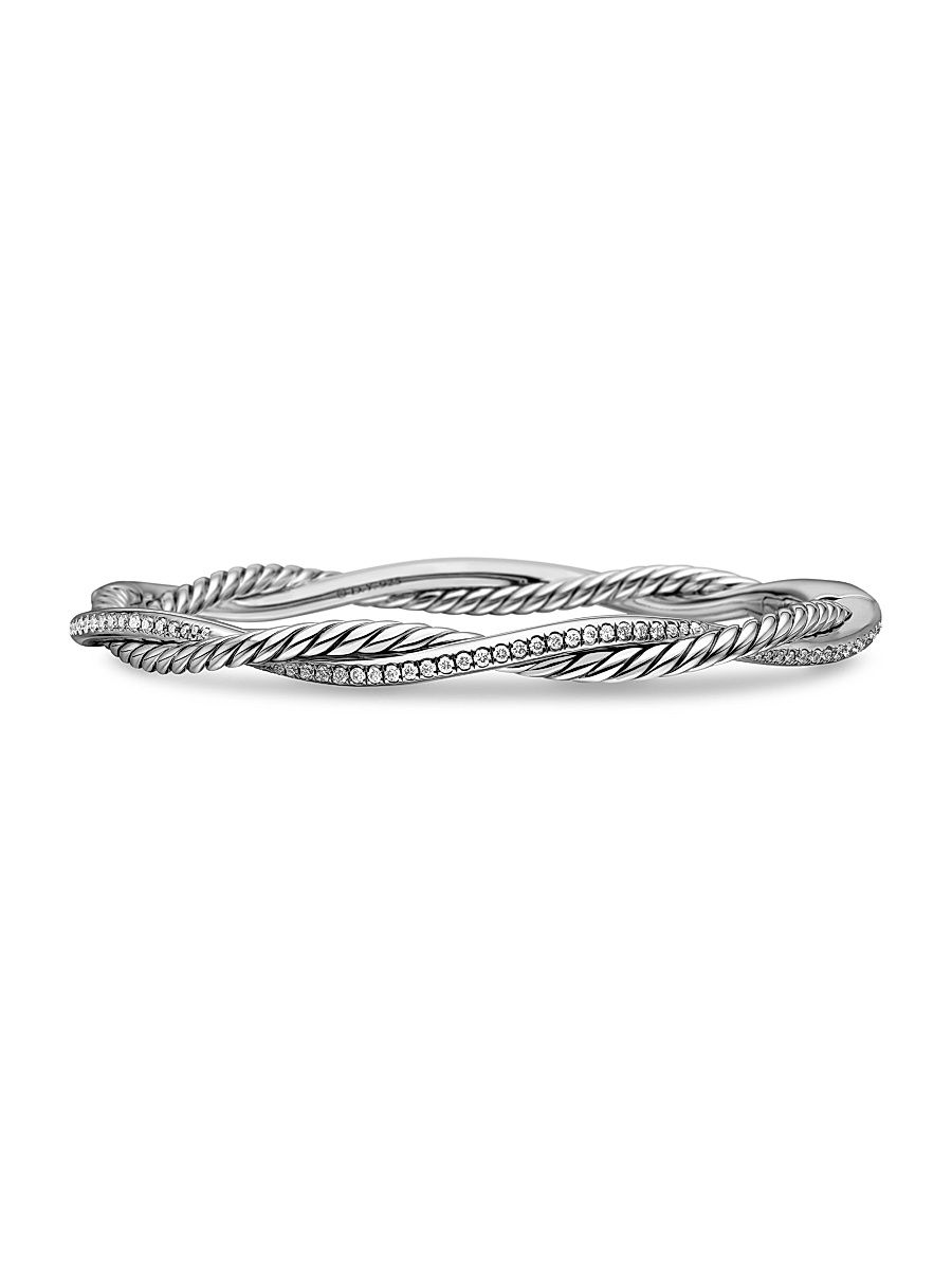 Women's Petite Infinity Bracelet in Sterling Silver - Diamond - Size Medium