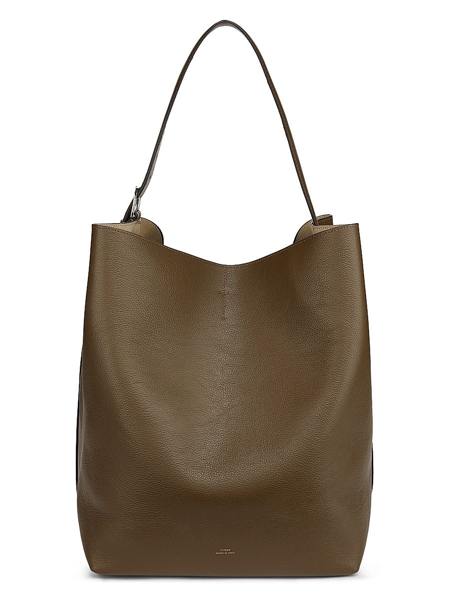 Women's Belted Grained-Leather Tote Bag - Dark Taupe