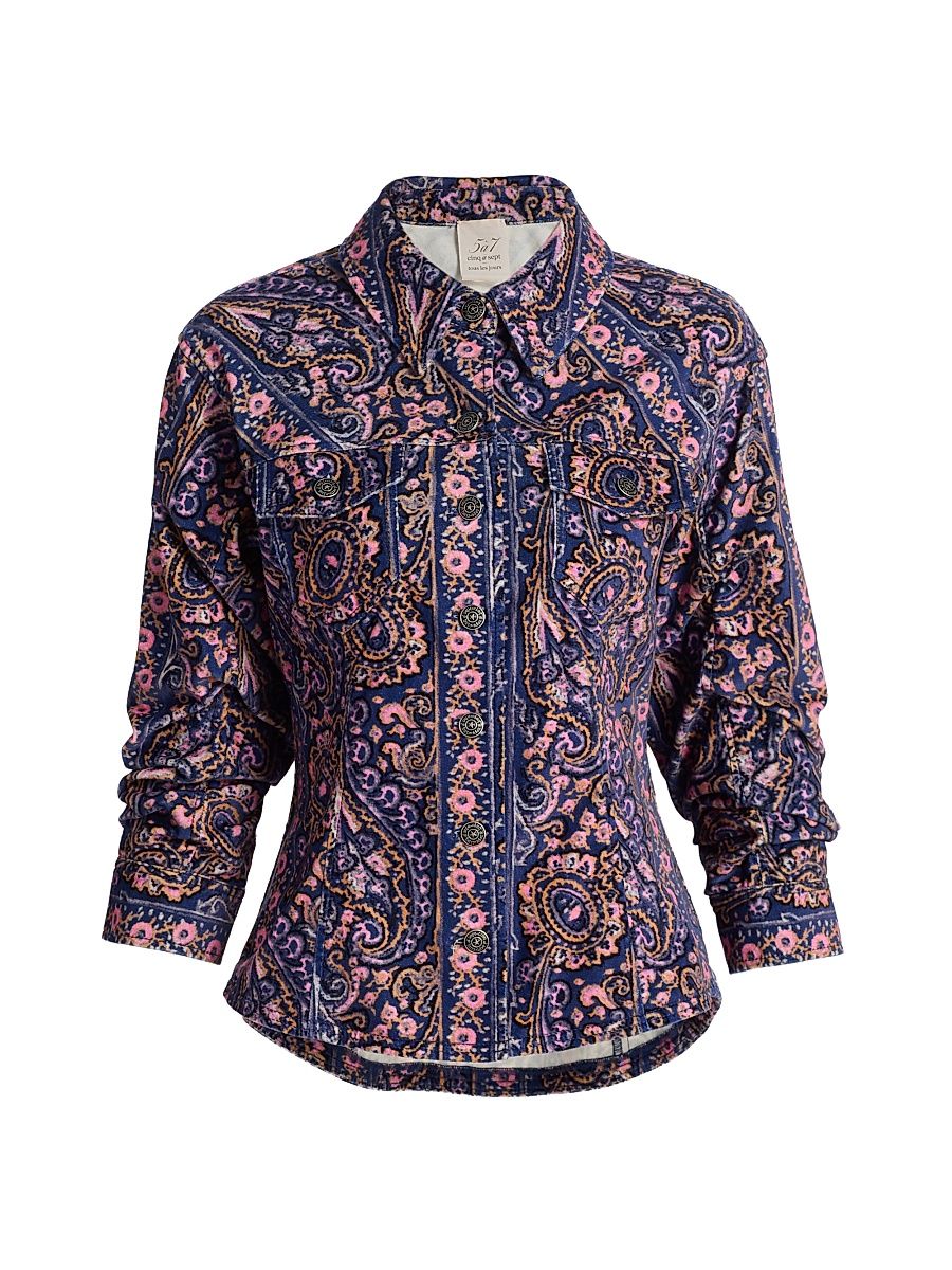 Women's Canyon Paisley Velveteen Jacket - Indigo Multi - Size 8