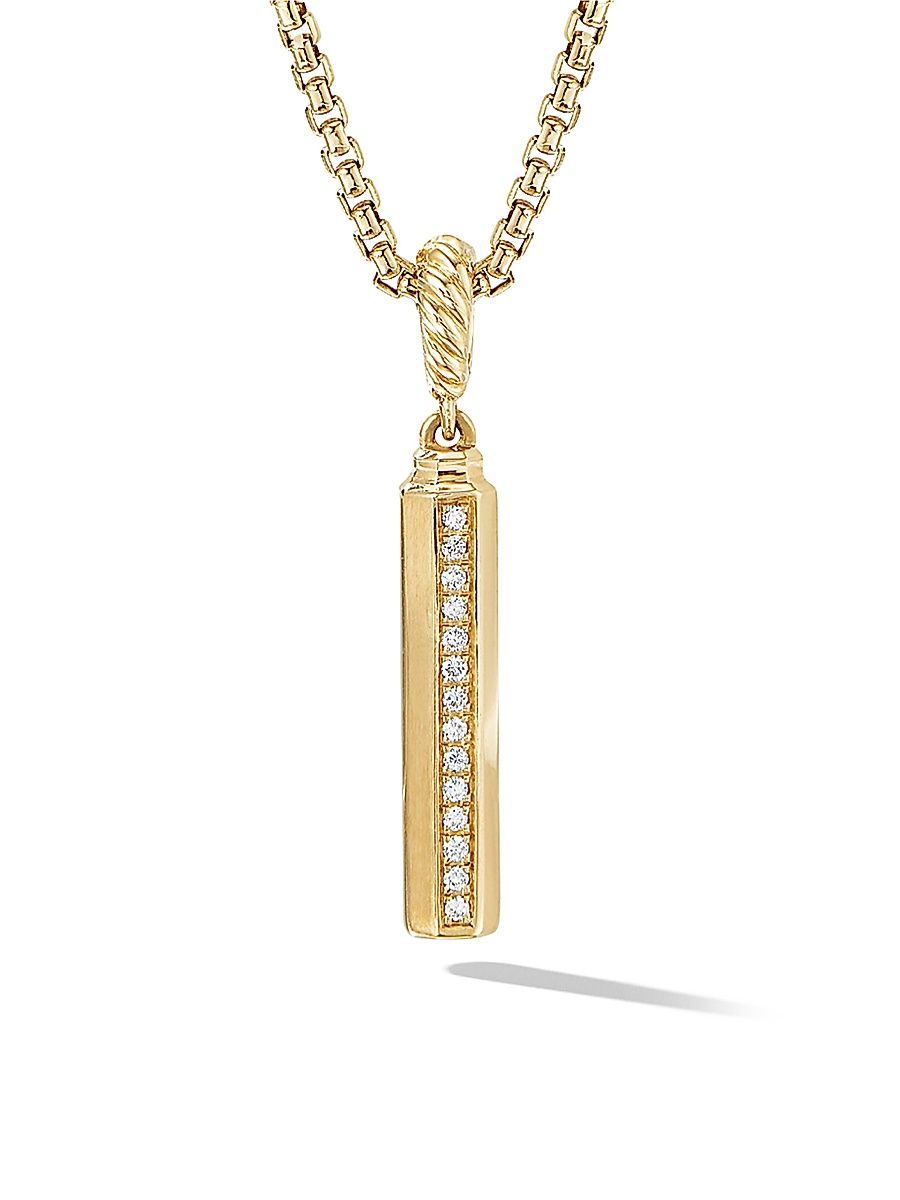 Women's Barrel Amulet in 18K Yellow Gold with Diamonds, 27MM - Diamond