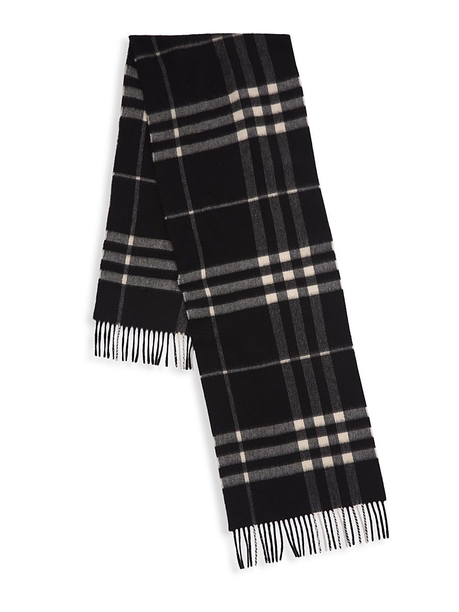 Men's Giant Check Cashmere Scarf - Black Calico Check