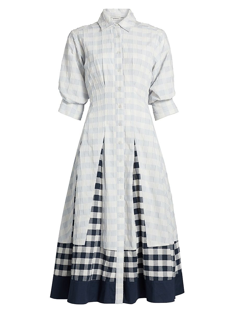 Women's Jazz Pintuck Midi-Dress - Periwinkle Sky Multi - Size XS