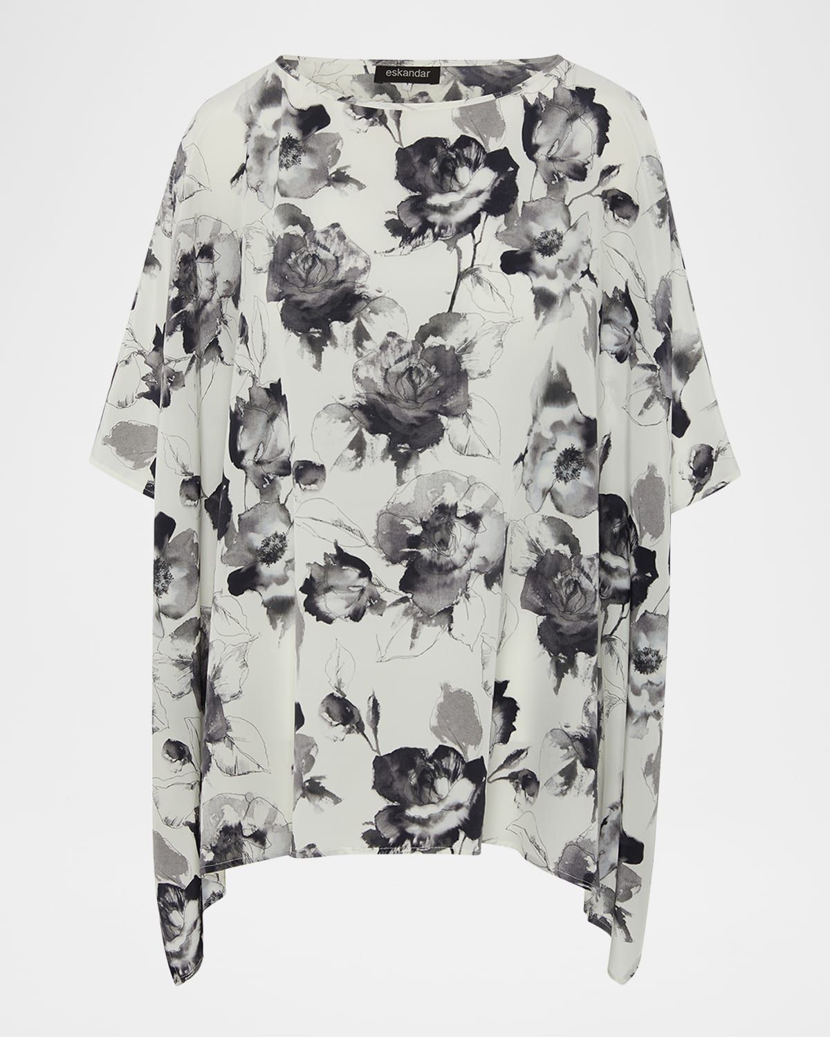 Floral-Print Silk Chiffon Blouse
