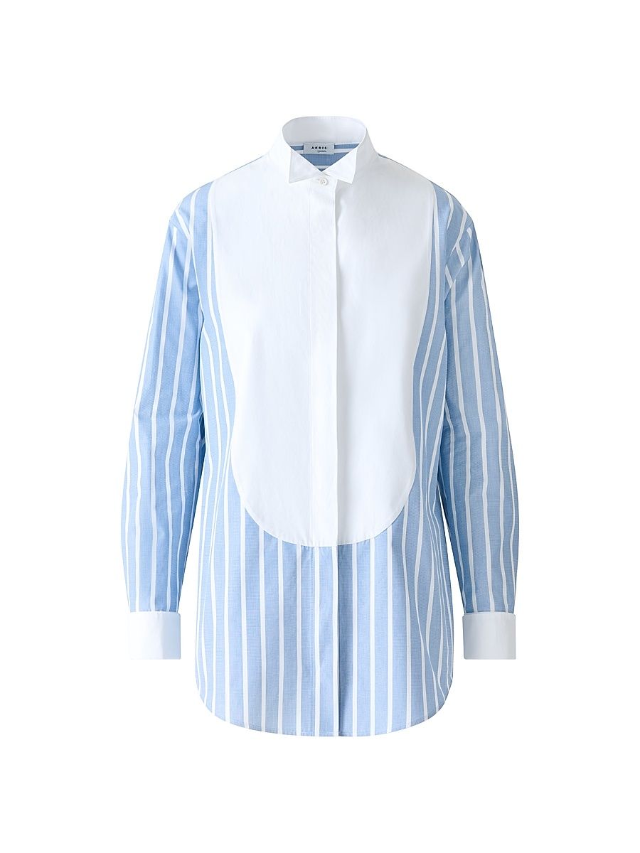 Women's Striped Button-Front Tunic - Sky Cream - Size 10