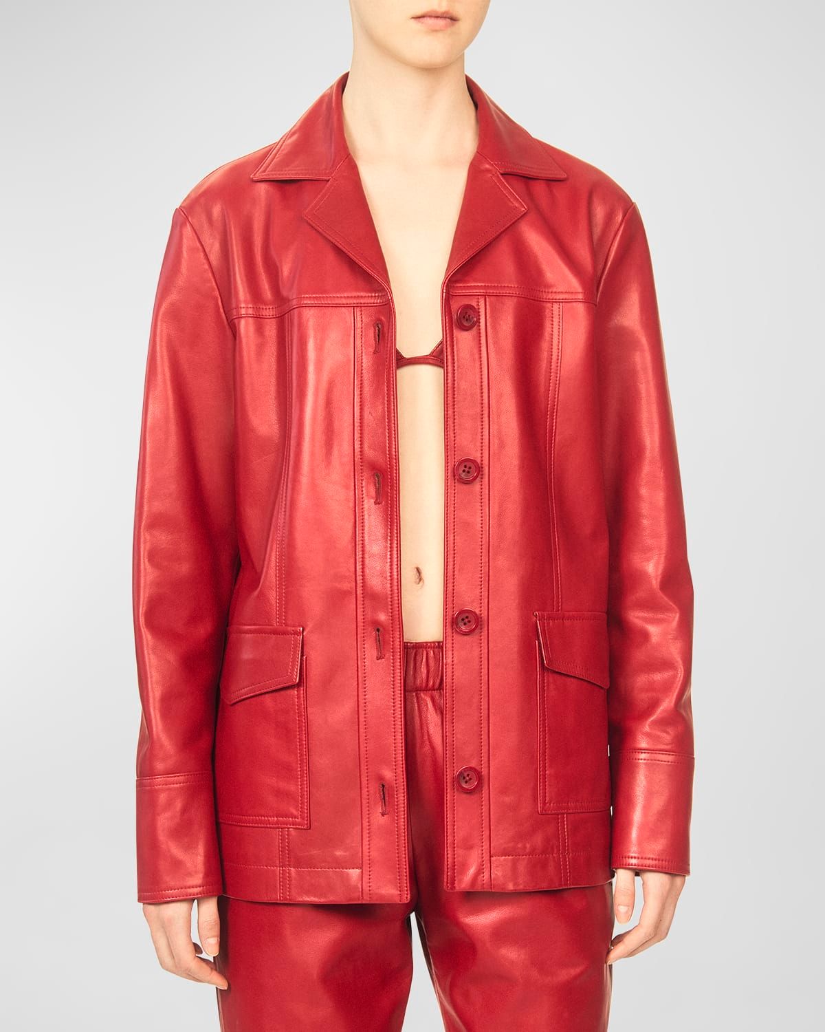 The Durden Metallic Leather Shirt Jacket