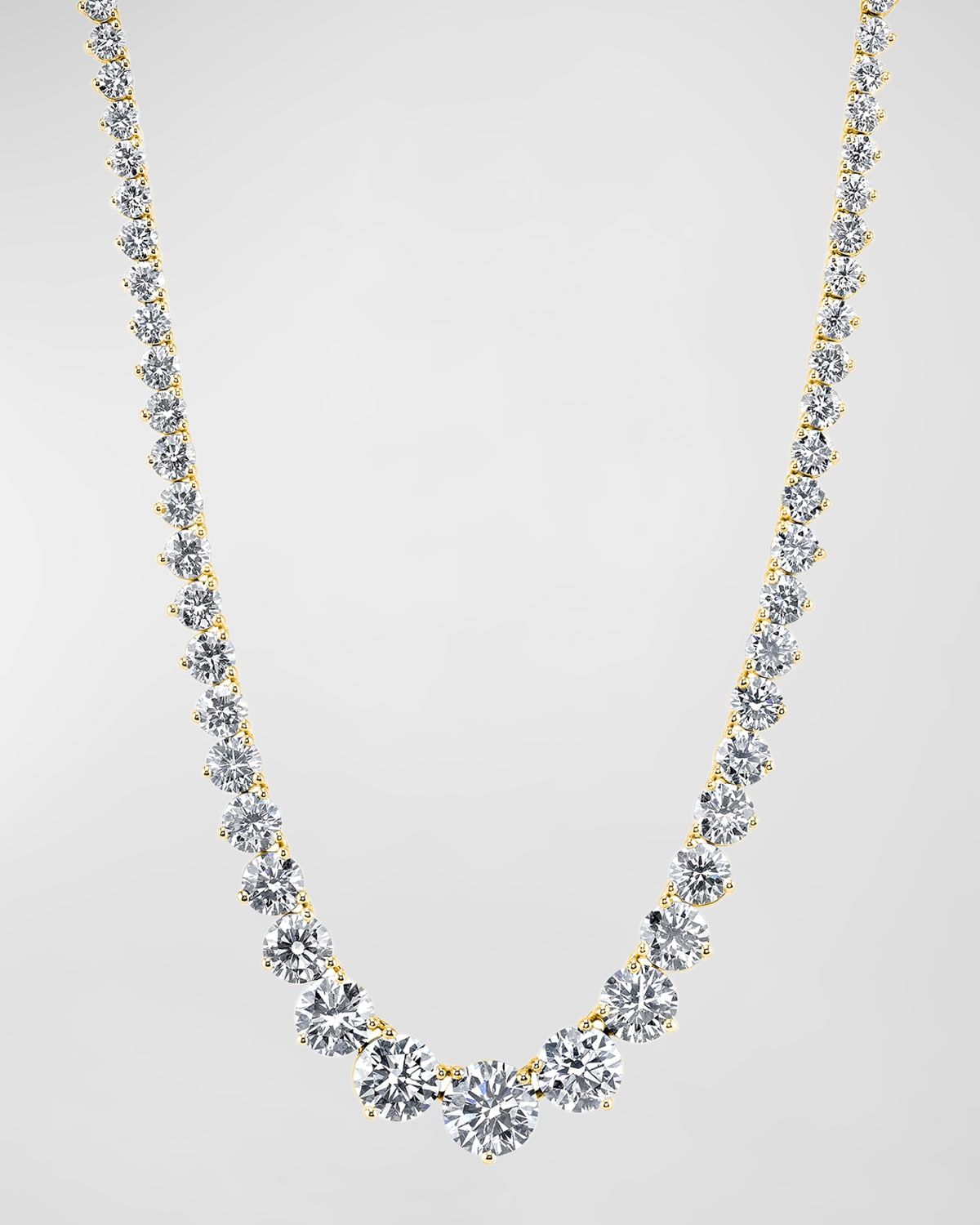 18K Gold 3-Prong Riviera 16" Diamond Necklace, 15.00tcw