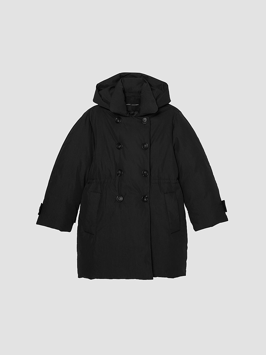 Women's Puffer Hooded Peacoat - Black - Size XS