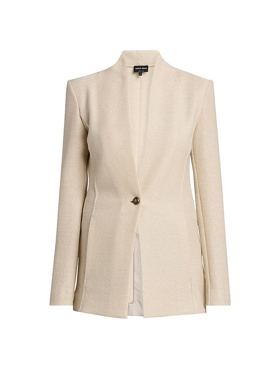 Women's Birdseye Cotton-Blend Blazer - Beige - Size 10