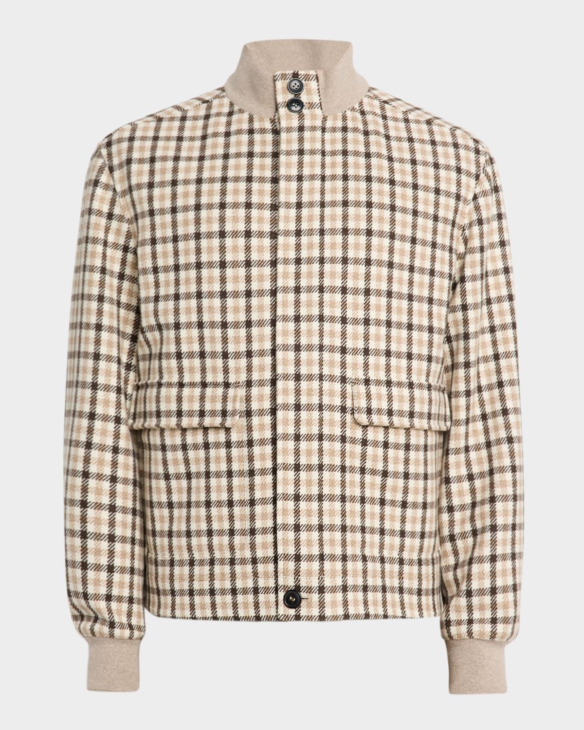 Men & apos;s Cashmere Check Hidden-Zip Chore Jacket