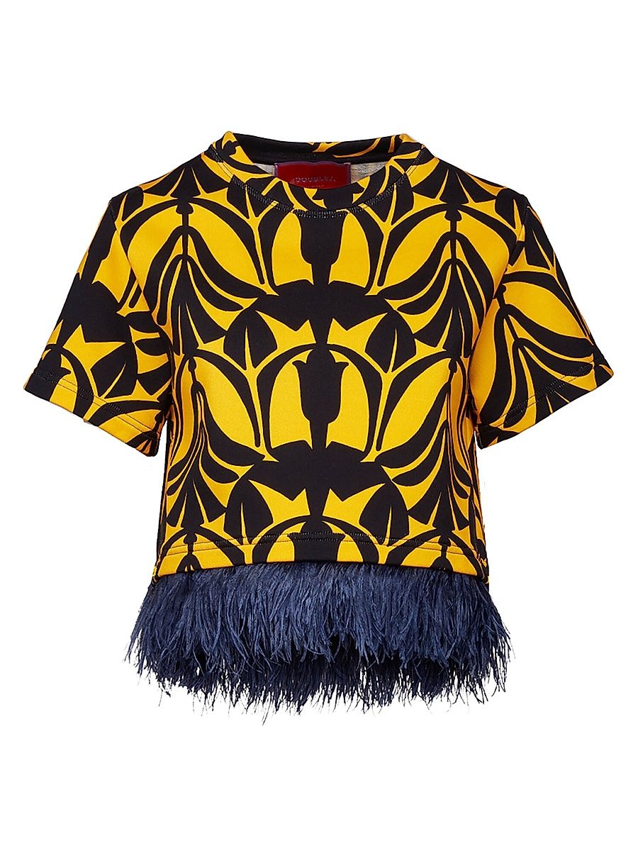 Women's La Scala Tee with Feathers - Papyrus Gold - Size XL