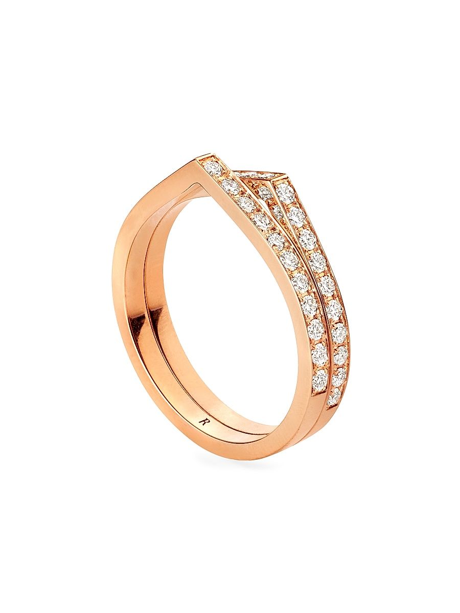 Women's Antifer 18K Gold & 0.52 TCW Diamond 2-Row Ring - Rose Gold - Size 7.25