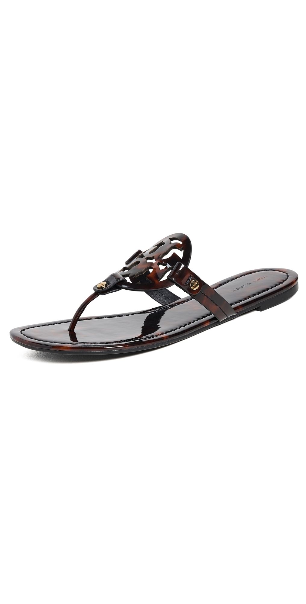 Tory Burch Miller Sandals Tortoise Patent 10.5