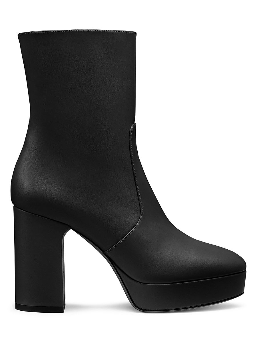 Women's Dayna 100MM Leather Platform Booties - Black - Size 12