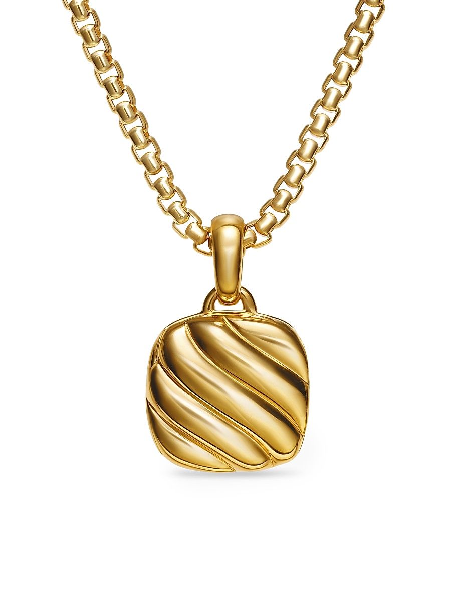 Women's Sculpted Cable Square Locket in 18K Yellow Gold - Diamond