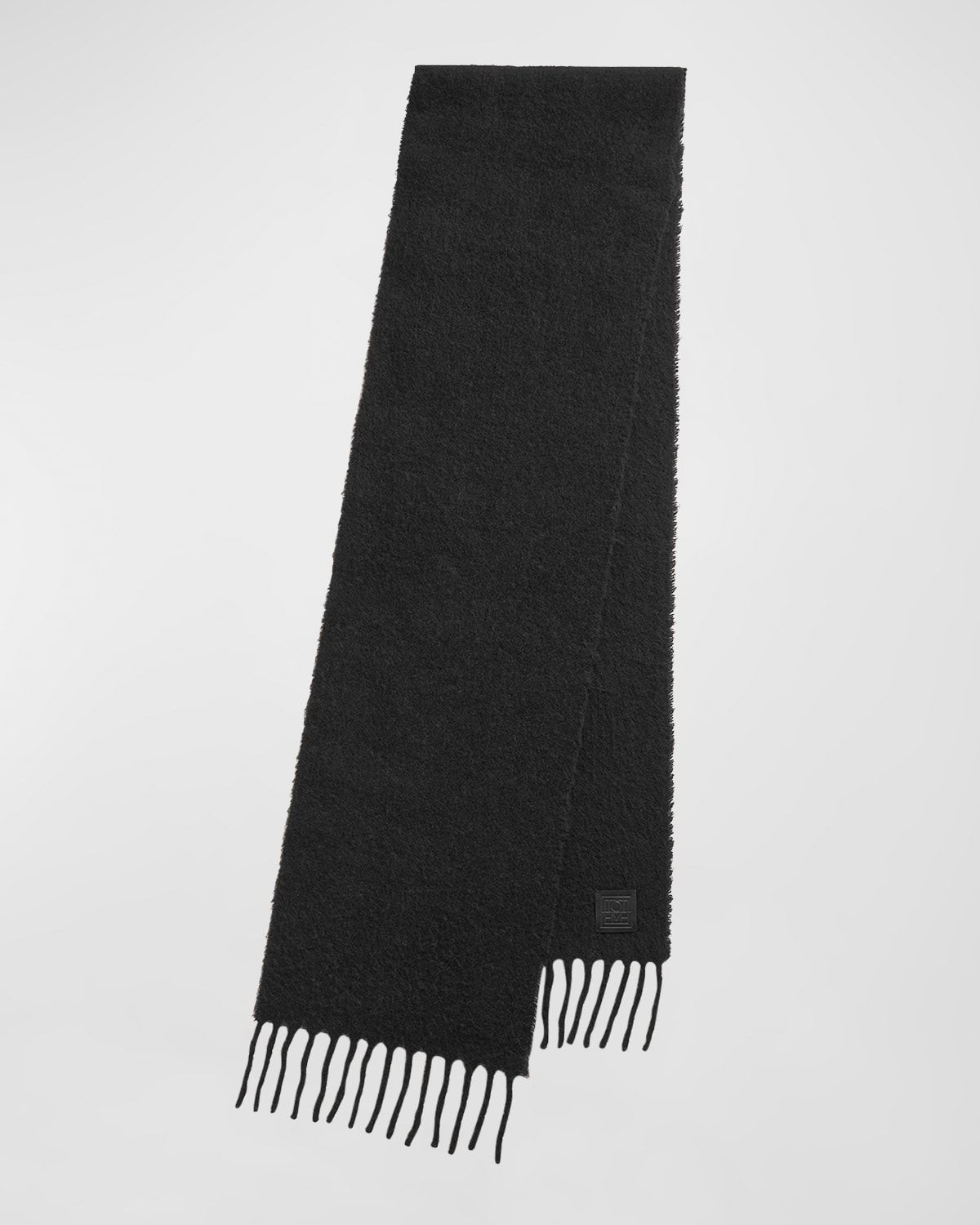 Teddy Wool Scarf With Leather Logo Patch