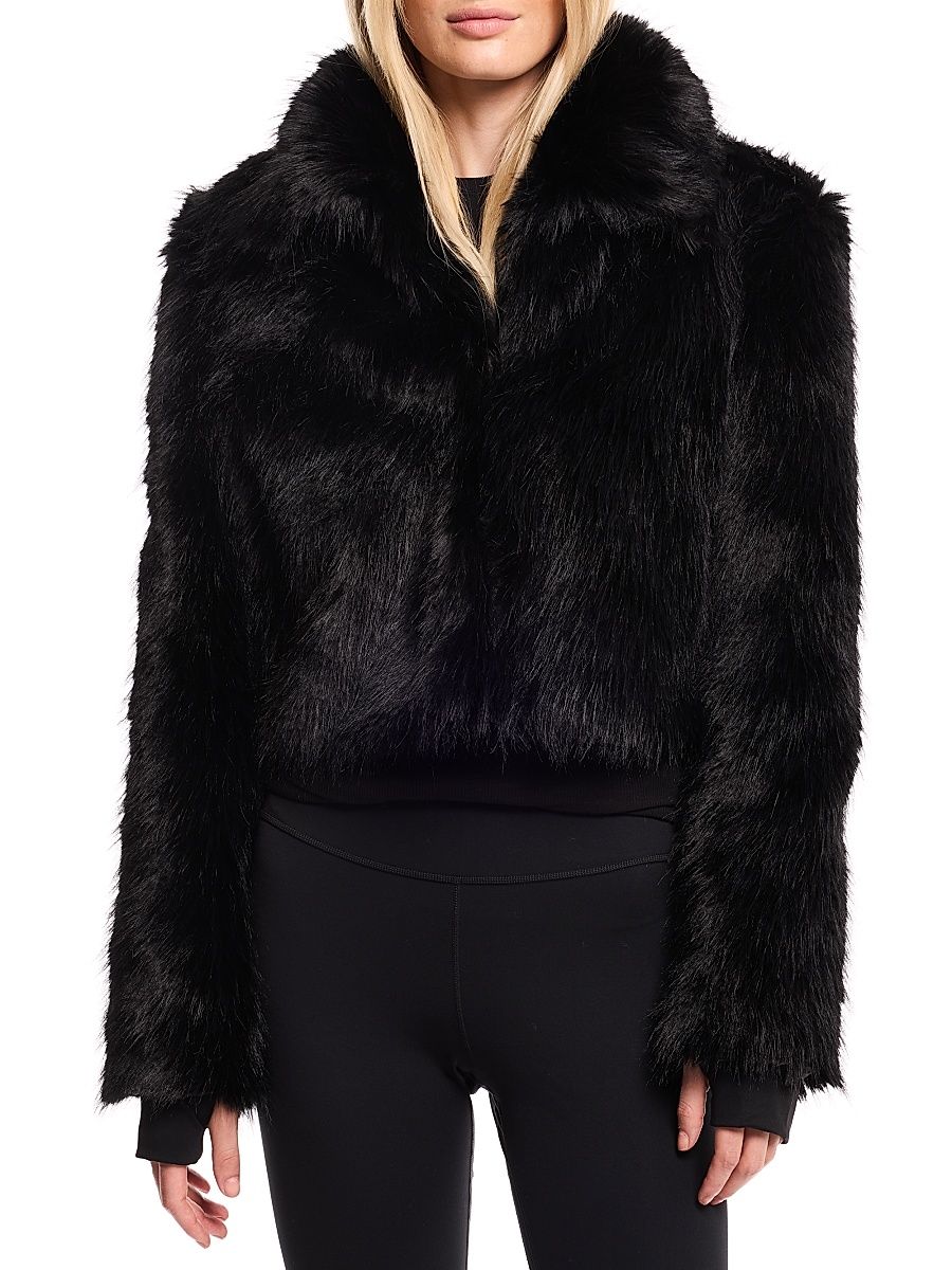 Women's Brandi Faux-Fur Bolero Jacket - Black - Size Large