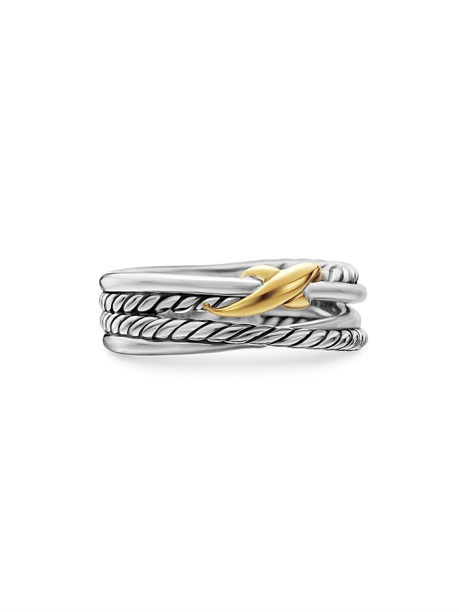 Women's X Crossover Band Ring in Sterling Silver - Silver - Size 9