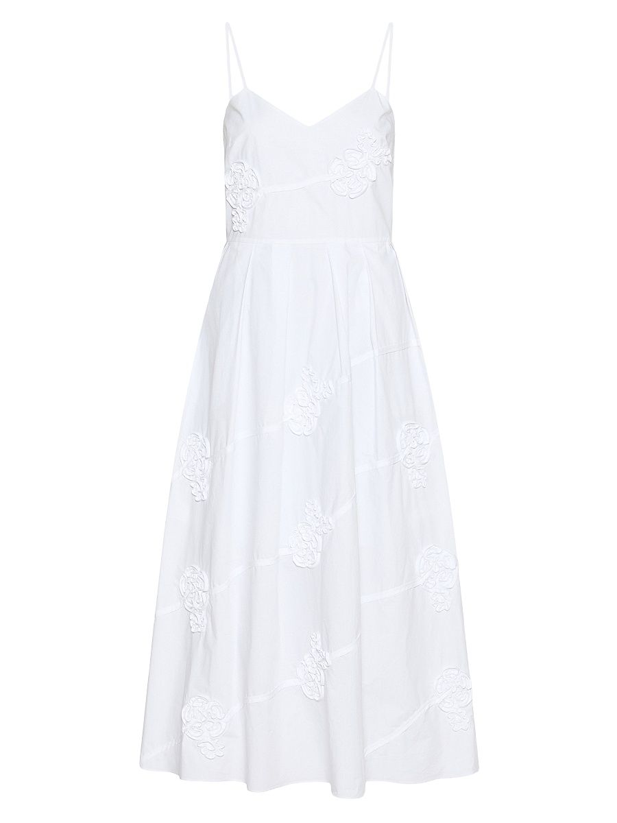 Women's Embroidered Poplin Dress - White - Size 0
