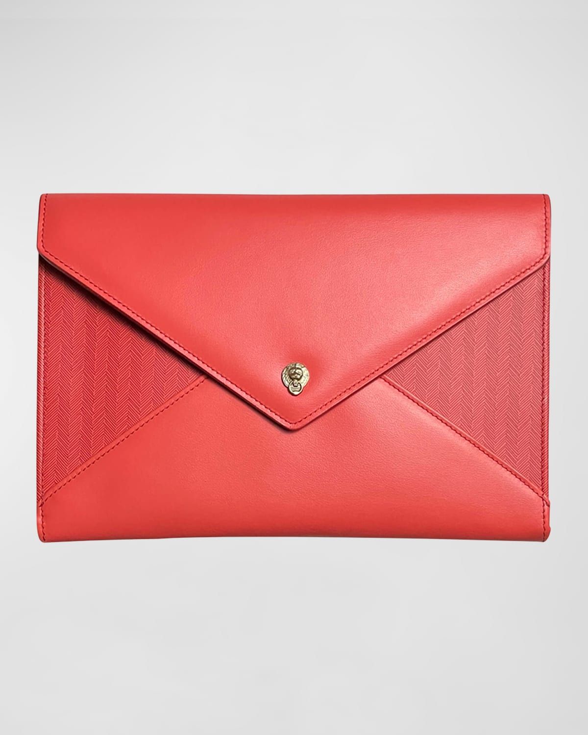 Textured Leather Envelope Clutch Bag