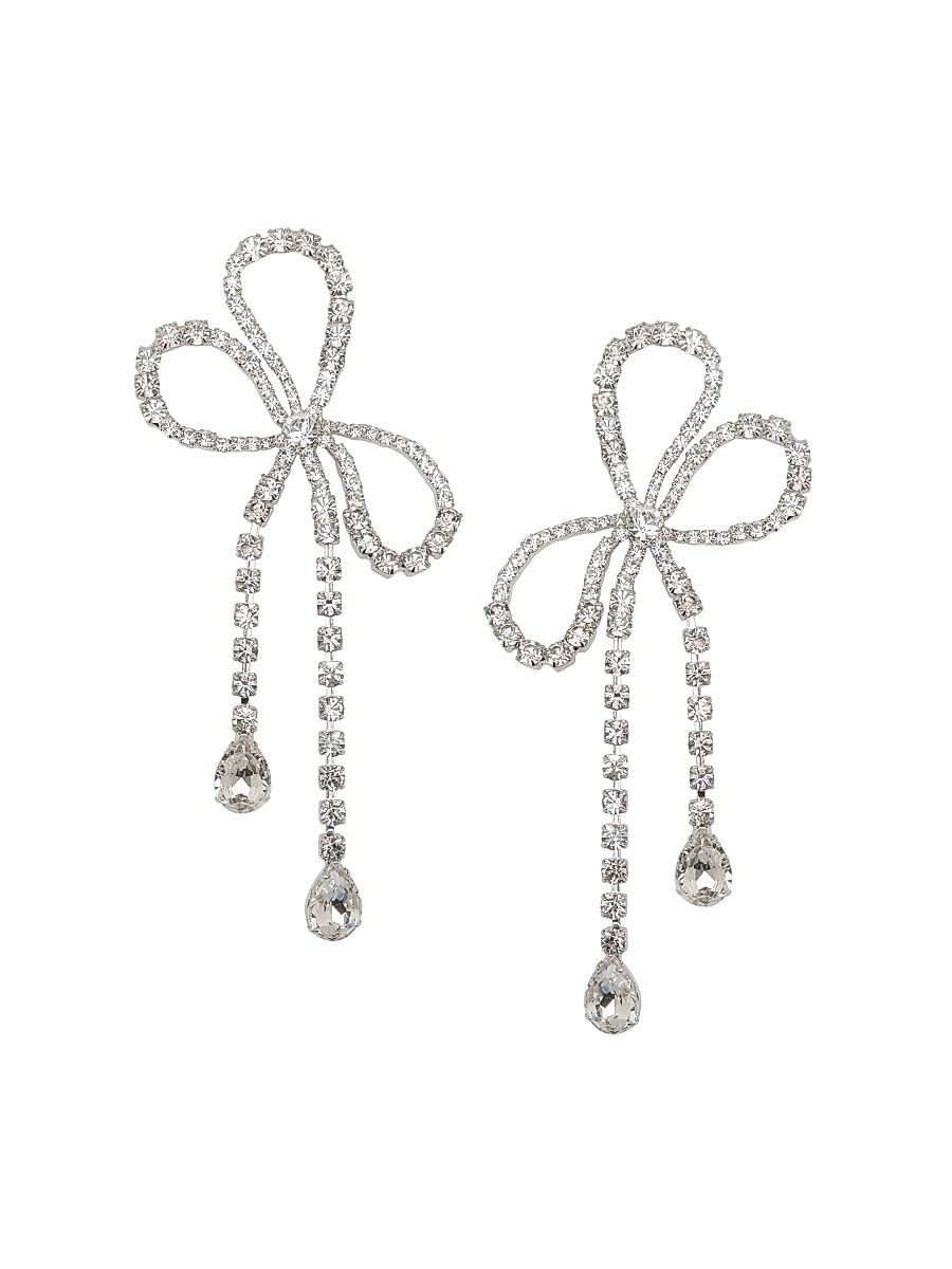 Women's Evelyn Rhodium-Plated & Crystal Earrings - Crystal