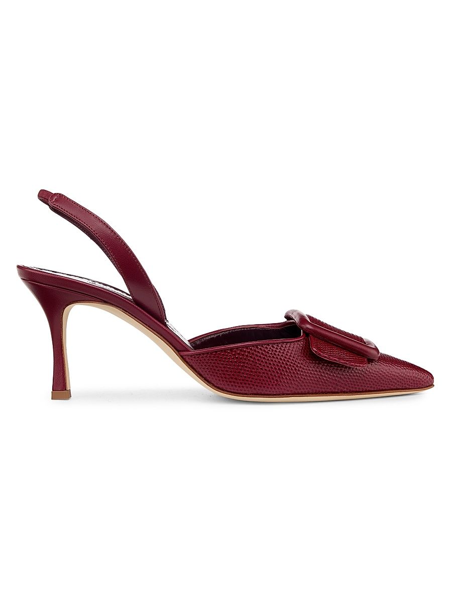 Women's Mayslibi 70MM Textured Leather Slingback Pumps - Dark Red - Size 11