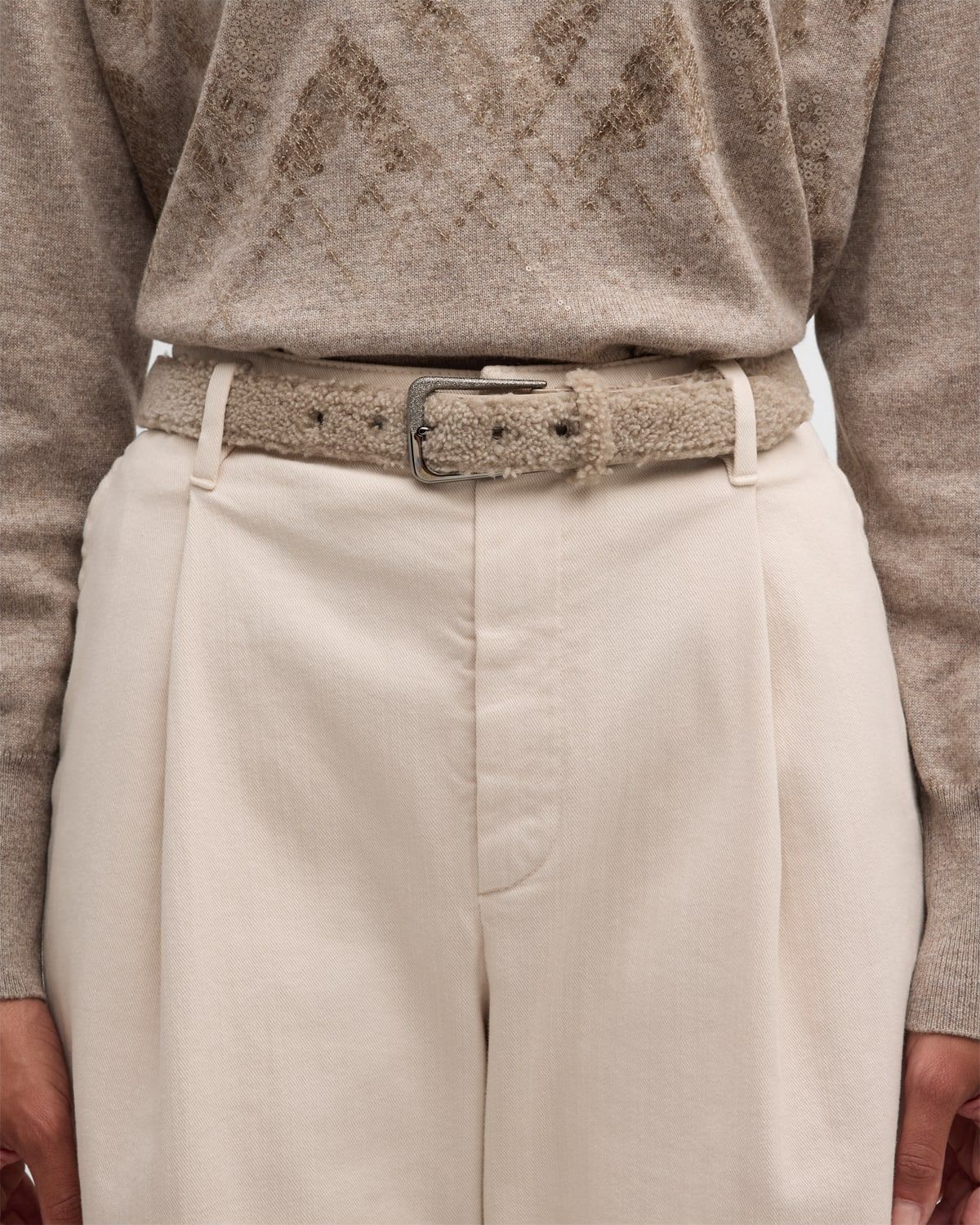 Curly Sheep Shearling Medium Belt