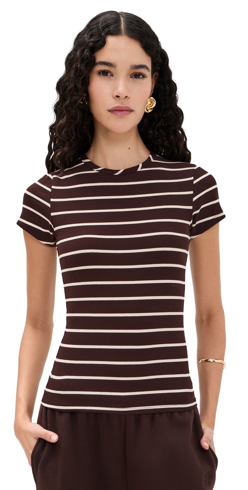 State & Lake Iris Tee Chocolate/Off White S