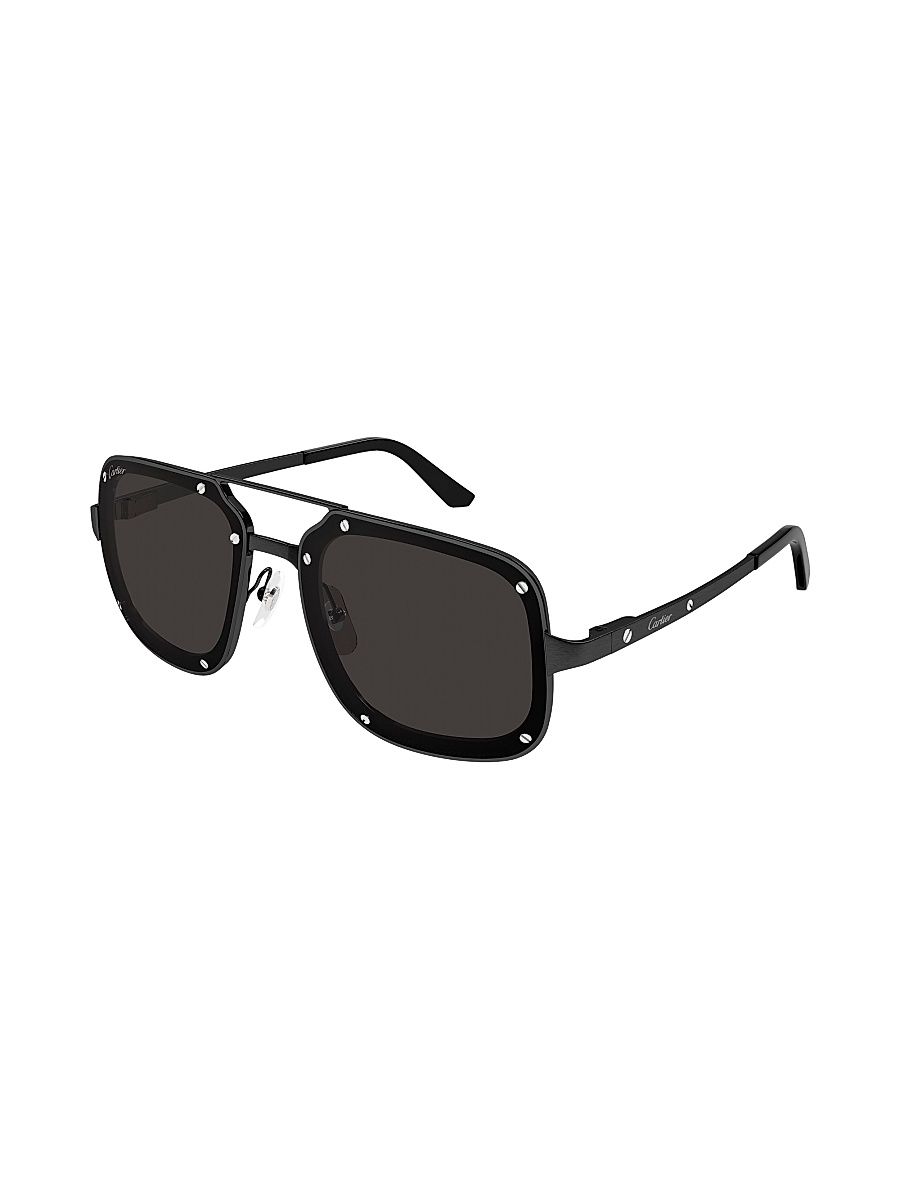 Men's 58MM Square Titanium Sunglasses - Black
