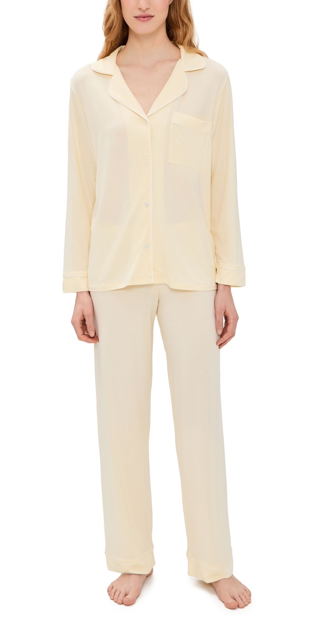 Eberjey Gisele Long Pajama Set BUTTERCREAM/IVORY M