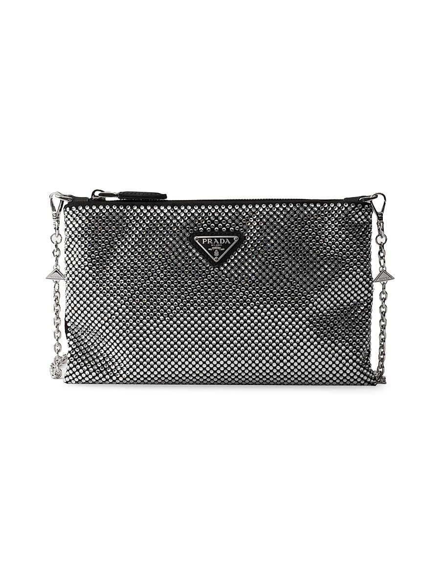 Women's Mini Crystal-Studded Shoulder Bag - Black