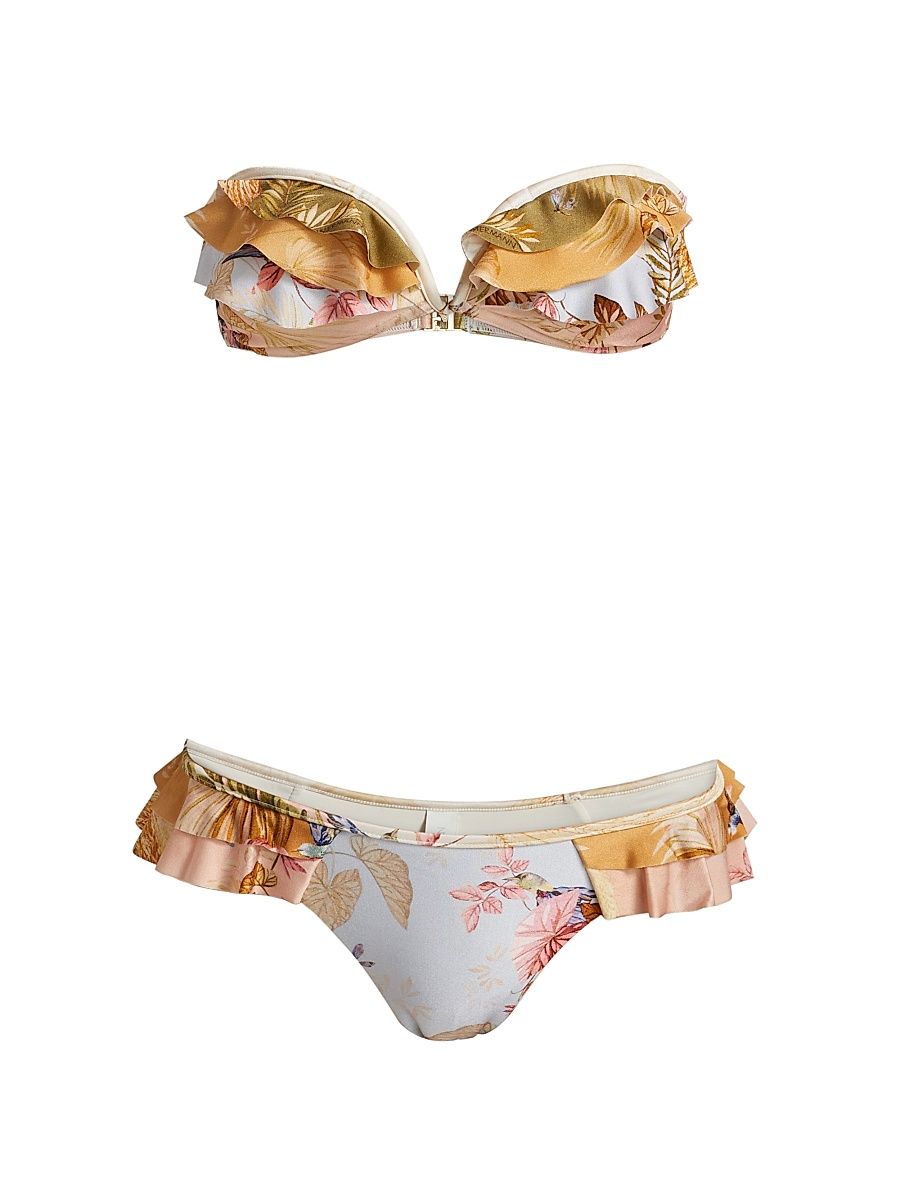 Women's Ascension Mixed Print Ruffle Bikini - Spliced - Size 8
