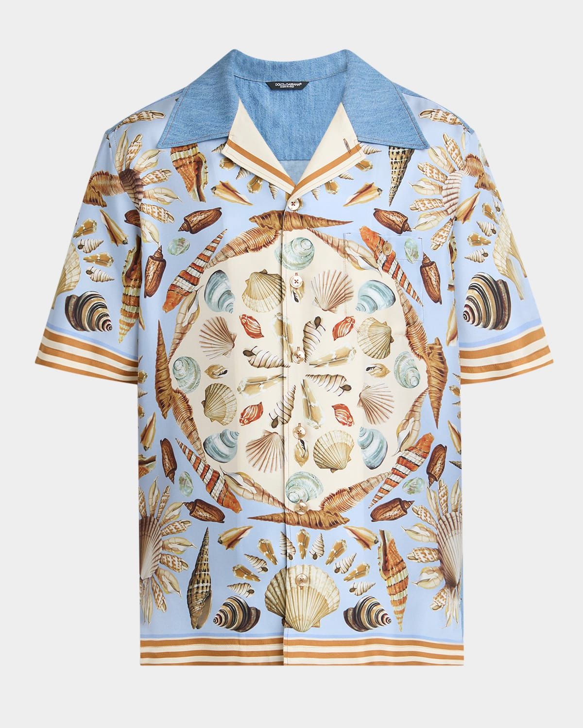 Men & apos;s Costiera Silk and Denim Camp Shirt