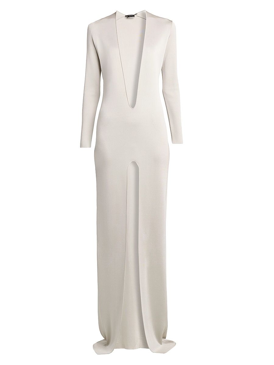 Women's V-Neck Slit Maxi-Dress - Tcp Platino - Size Medium