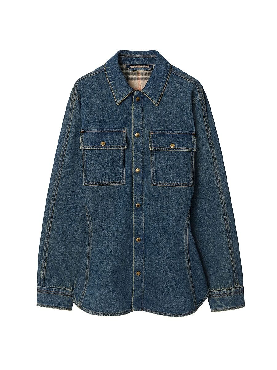 Women's Dakota Denim Oversized Jacket - Mid Blue - Size 14