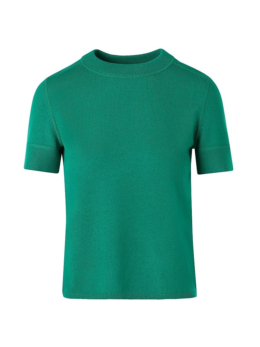 Women's Cashmere Short-Sleeve Knit Sweater - Tourmaline - Size 14