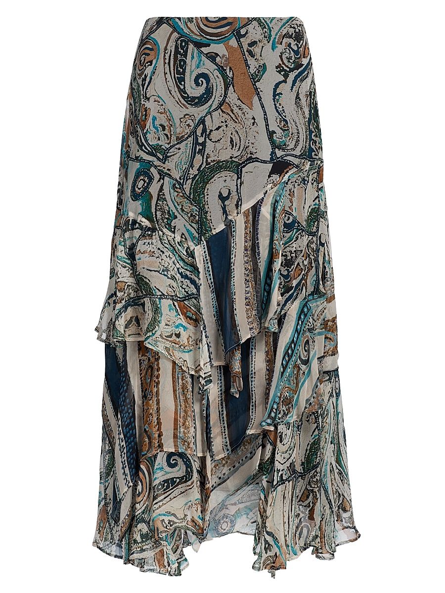 Women's Daryl Callie Printed Crinkle Chiffon Midi-Skirt - Blue - Size XL