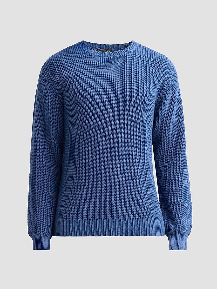 Men's Garment Dyed Double Seed Rib-Knit Crewneck Sweater - Navy - Size XXL