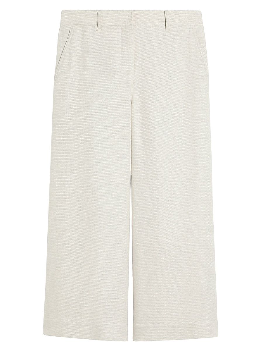Women's Stretch Cotton and Linen Trousers - Ivory - Size 16