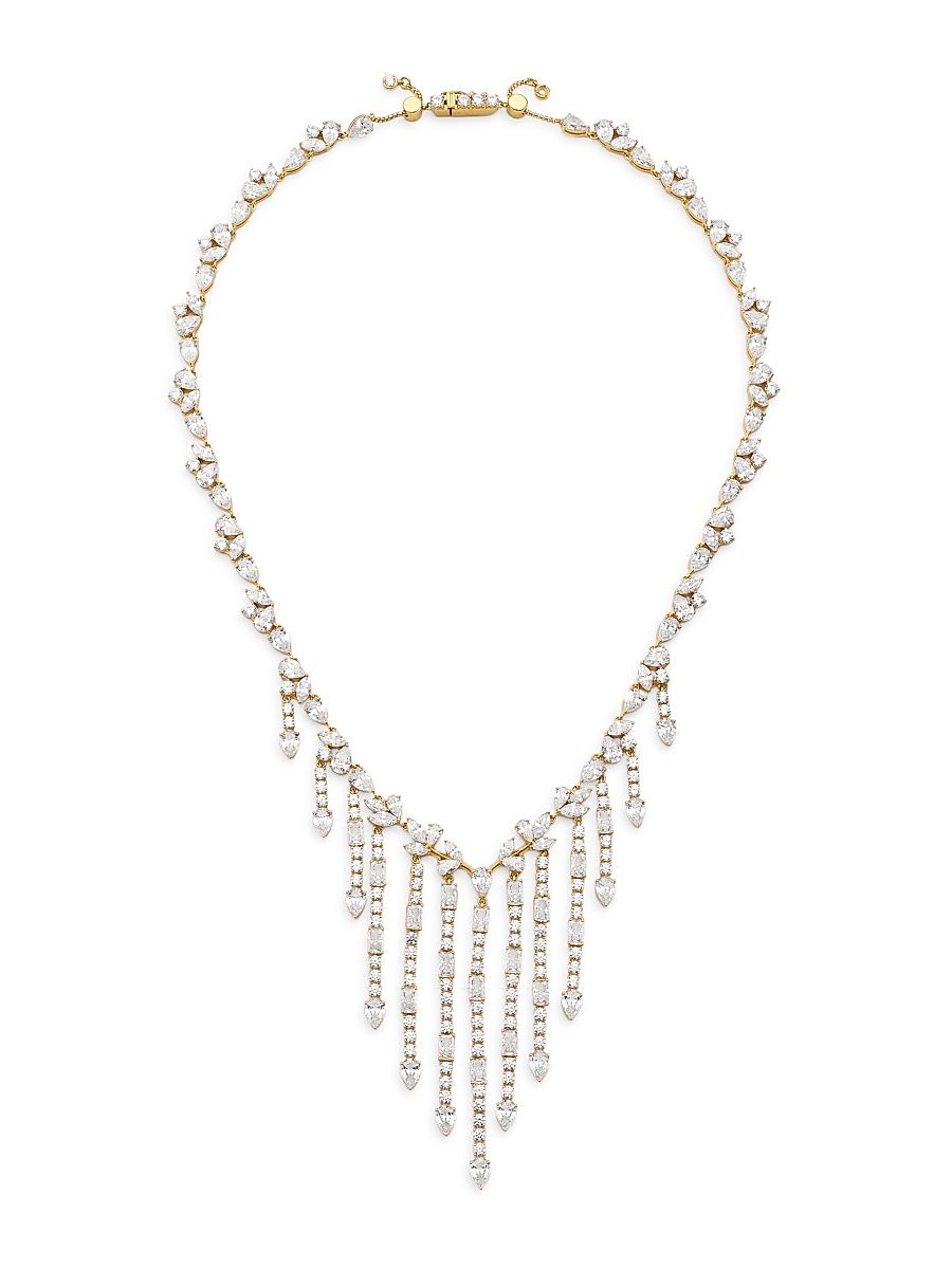 Women's Versailles 18K-Gold-Plated & Cubic Zirconia Fringe Necklace - Gold