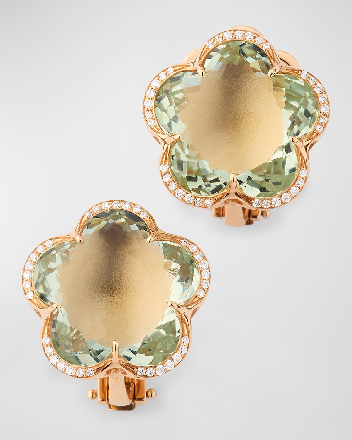 18k Rose Gold Prasio Stud Earrings with Diamonds