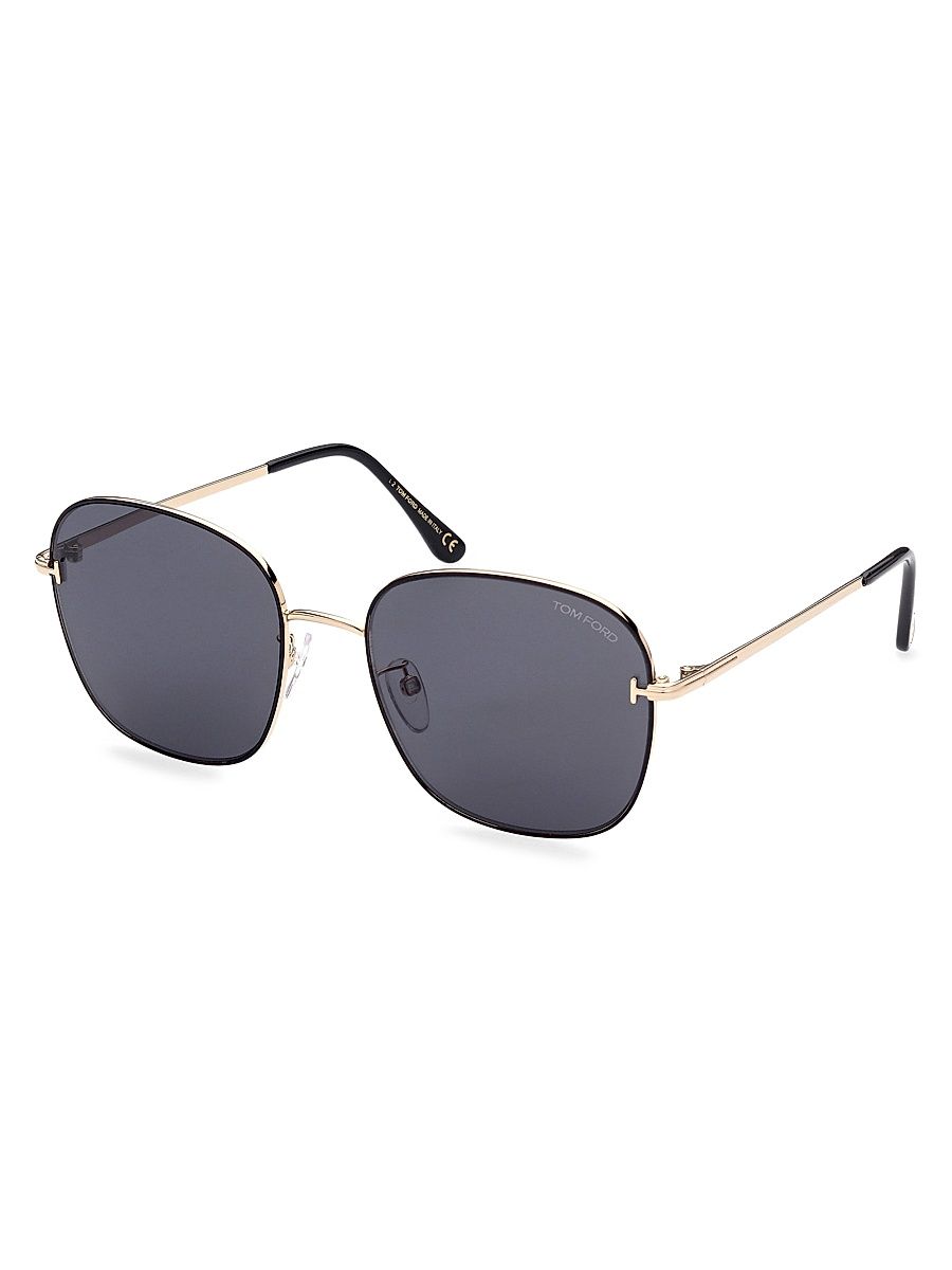 Men's Round 59MM Metal Sunglasses - Gold Shiny Black Smoke