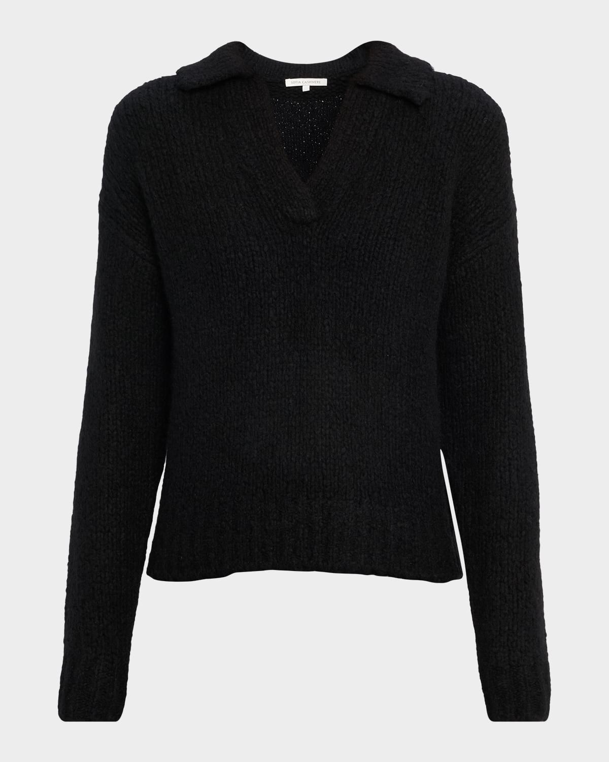 Collared Boucle-Knit Sweater
