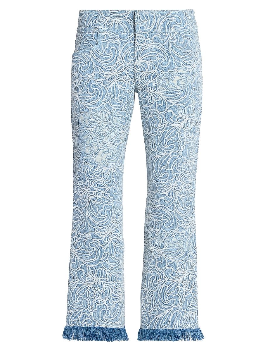 Women's Ombeline Embroidered Crop Jeans - Blue - Size 2