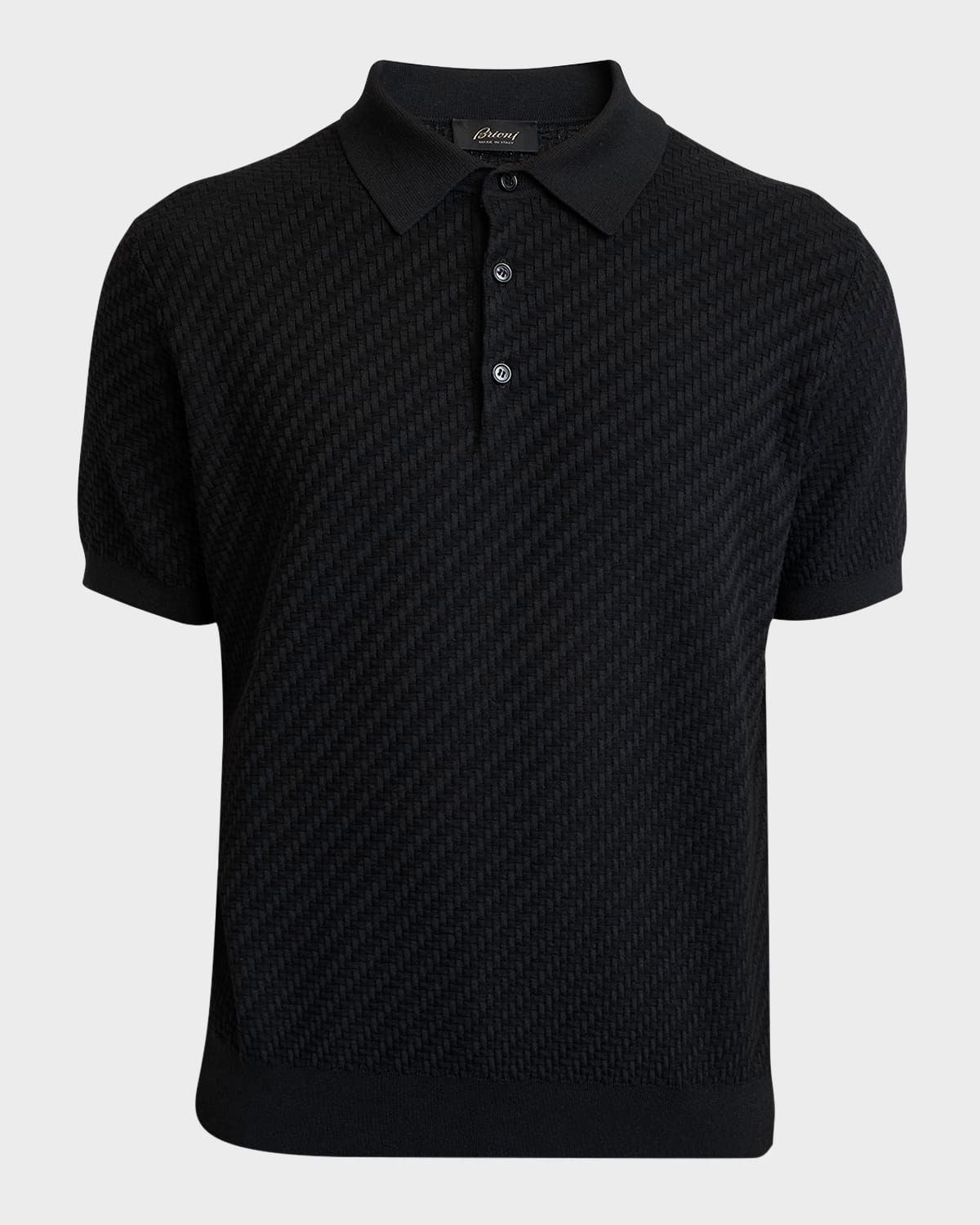 Men & apos;s Basketweave Stitch Polo Sweater
