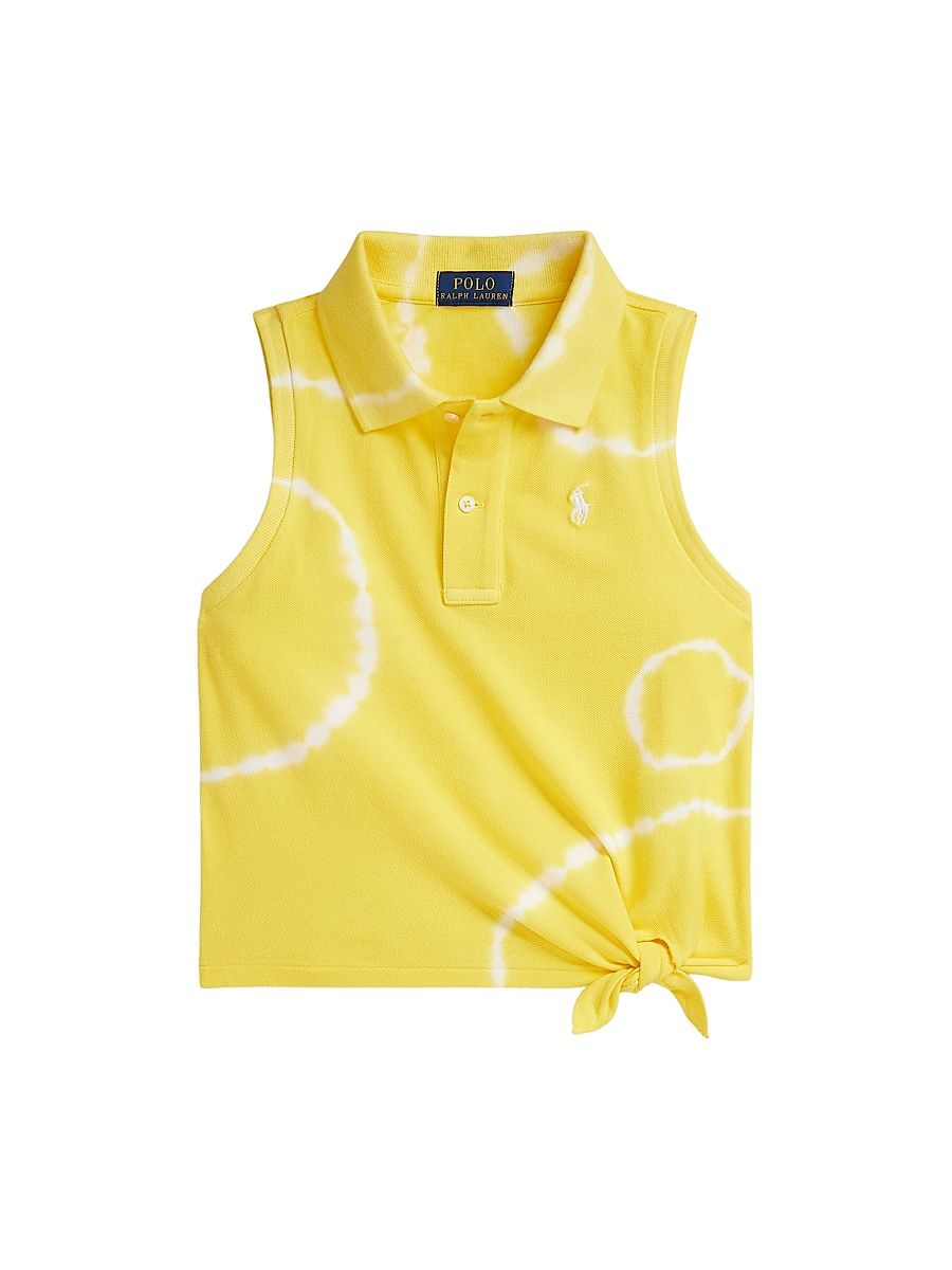 Little Girl's & Girl's Tie-Dye Stretch Mesh Polo Shirt - Signal Yellow Tie Dye - Size 16