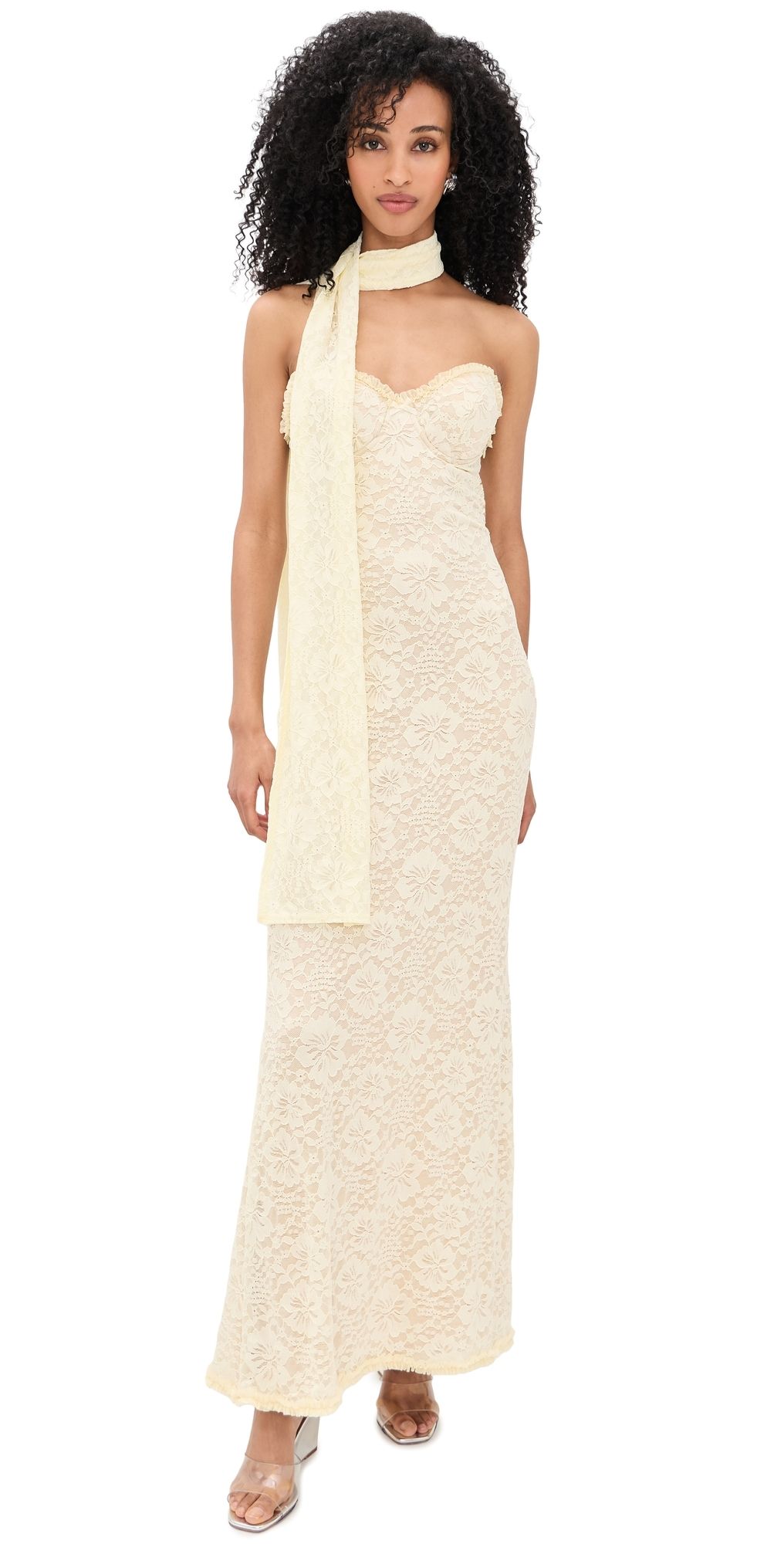 Runaway the Label Amana Strapless Maxi Dress Lemon L