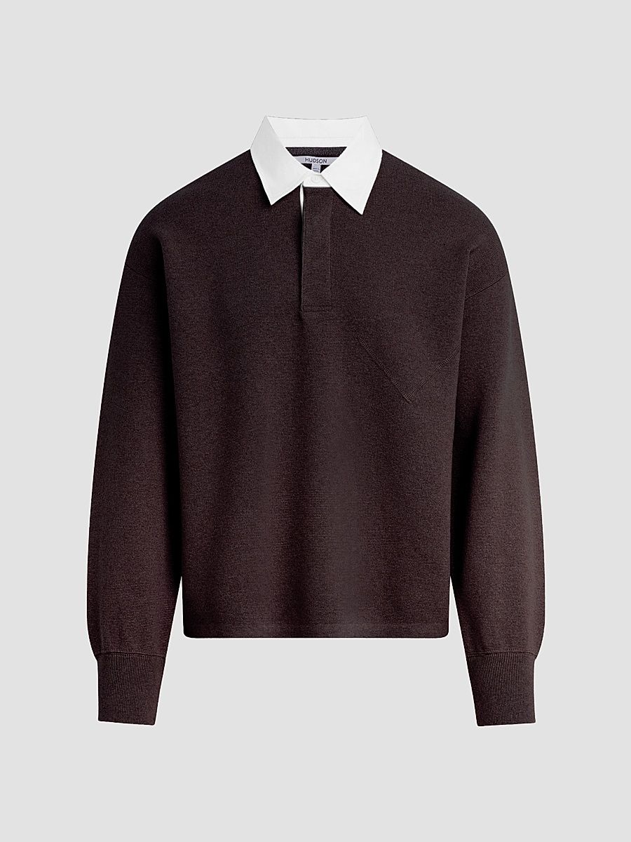Men's Contrast Cotton-Cashmere Long-Sleeve Polo Shirt - Motor - Size XXL