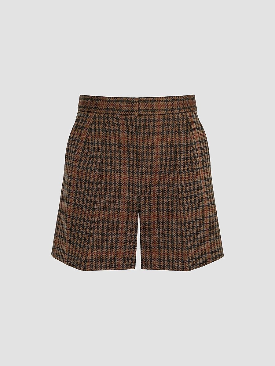Women's Glen Plaid Jersey Shorts - Tobacco - Size 14